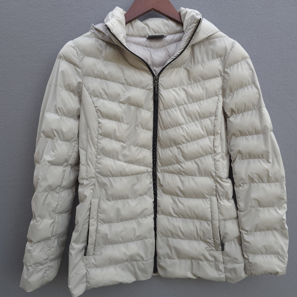 32 Degrees Cream Puffer Jacket with Hood Women's Small